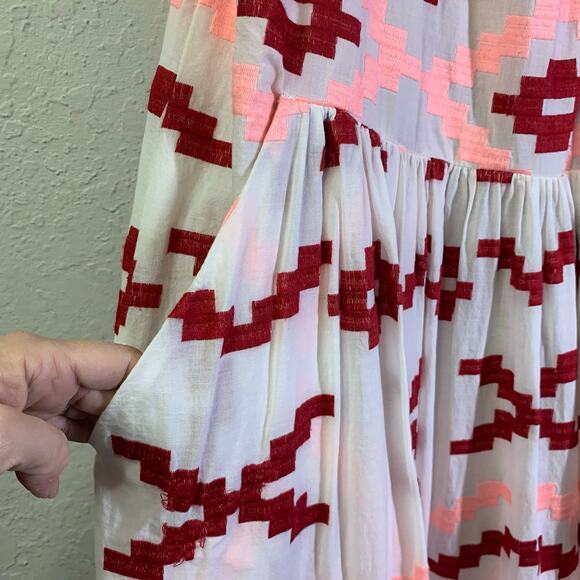 GREEK ARCHAIC KORI Dress Small‎ NWOT Midi Geometric Strap Embroidered Drop Waist - Picture 11 of 15